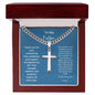 Cuban Chain with Cross Necklace With Father Message Card