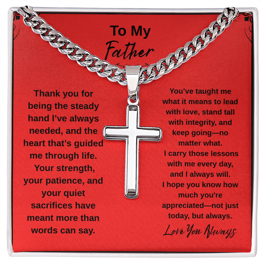Cuban Link Chain With Artisan Cross For Fathers